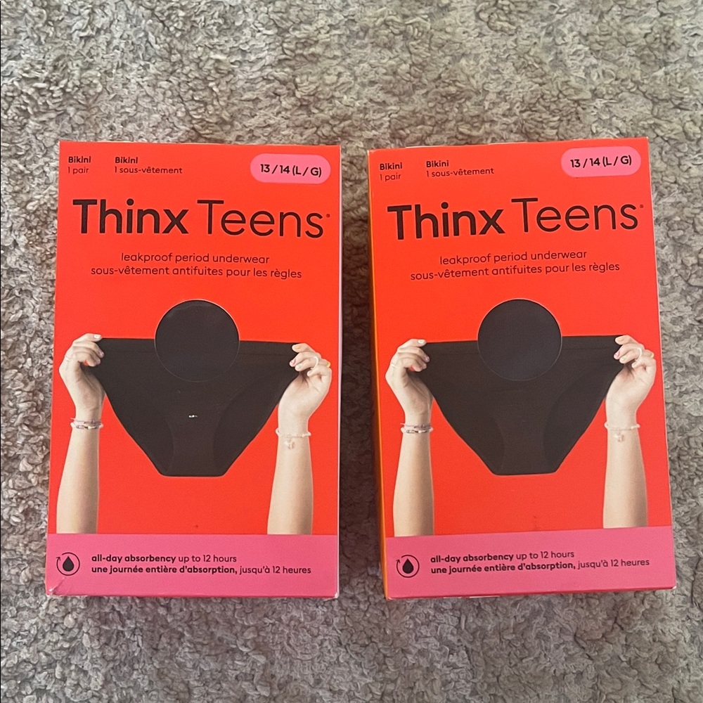 New Thinx Teens Leakproof Bikini Underwear by Thinx 2 Pairs Black Large (13/14)